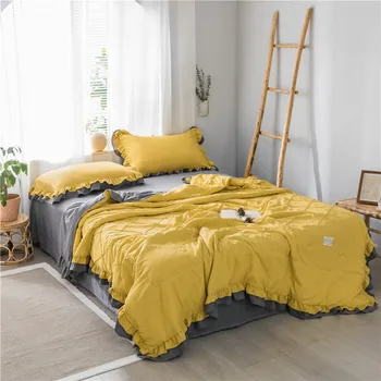 

Lotus lace Sanding summer cool quilt cover blanket single double Solid color air-conditioning summer quilt duvet cover king size