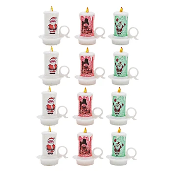 

12Pcs Christmas Candle Light Flameless Led Candle Light Battery Operated Tea Light Christmas Celebration Decorations Home Decor