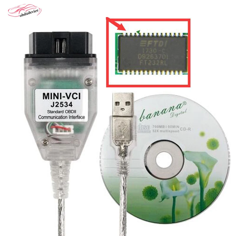 Новейший V14.20.019 MINI VCI интерфейс для TOYOTA TIS Techstream FT232RL чип J2534 и программное
