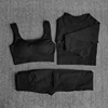 Vêtements de sport pour femmes ensemble de Yoga vêtements d'entraînement vêtements de sport sport Legging sans couture Fitness soutien-gorge haut court à manches longues Yoga costume ► Photo 3/6