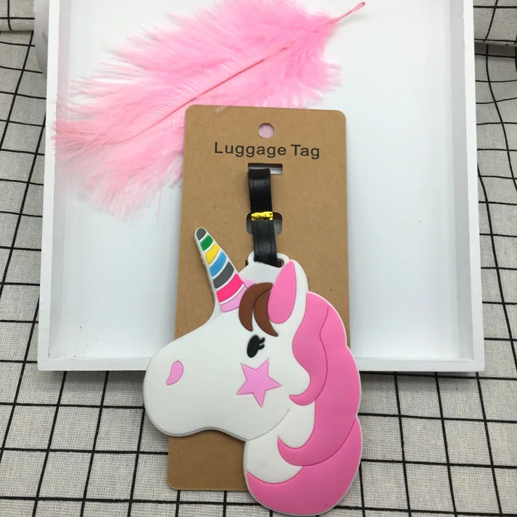 Unicorn 1 Аксессуары для путешествий, креативные багажные бирки, Мультяшные животные, силикагель, чемодан, ID Addres, держатель, багажные бирки, переносная этикетка - Цвет: Unicorn 1