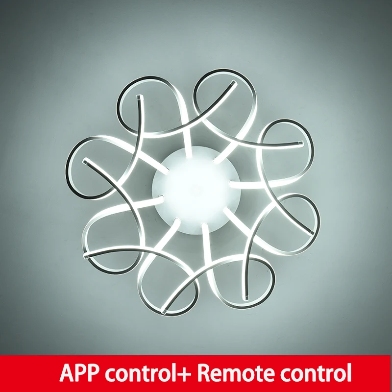 Simple modern acrylic art chandelier LED ceiling lamp living room study bedroom home decoration light black Lotus APP remote 120