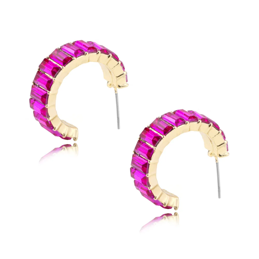 Hoop Earrings VG 6YM Rainbow hoop earrings for Women Colorful Rectangle Cubic Zirconia Earrings Classic Luxury Female Fashion Jewelry