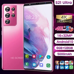 Global Version S21 Ultra Cheap Smartphone 5.0 Inch Full Screen Andriod 11 10 Core 8+256GB 24+48MP 5000mAh 5G Fingerprint Celular
