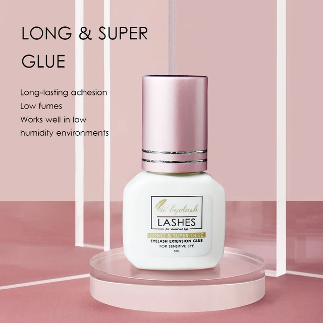 hieyelash 5ml Eyelash Extension Glue Private Label 2S Fast Drying Strong Adhesive Professional Glue For Grafted False Eyelashes 2s Pink Cap