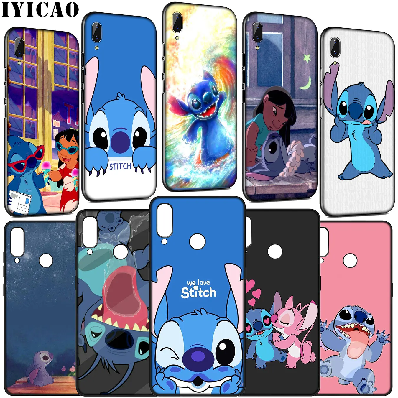 

IYICAO Lilo Stitch Soft Silicone Case for Huawei Y9 Y7 Y6 Prime 2019 Honor 20 10 9 9X 8C 8X 8 Lite 7C 7X 7A Pro