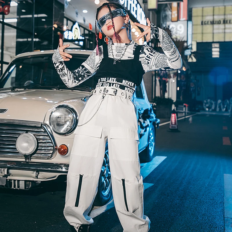 

Детская одежда для джазовых танцев, тренировочный костюм для девочек с длинным рукавом в стиле хип-хоп, детская одежда для современных уличных танцев, сценических представлений DQL6455