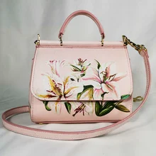 Женские сумки на день одиночек, женские сумки через панель, с цветочным принтом, розовые, тоут, мини, Сицилия, тоут сумки, сумки, известные цветы