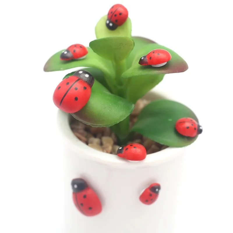 Wooden Crafts Accessories 50pcs Red Wooden Ladybirds Flat-Back Crafts Easter Wedding Decor Scrapbooking Cardmaking Child Gift DIY Handmade