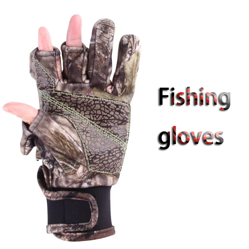 Two sizes fishing glove trekking pole glove warm and thick touch screen  fishing gloves for men and women in autumn and winter