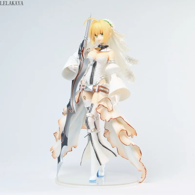 24 см Новое поступление Аниме экшн фигурки FGO Fate Grand Order Saber Nero свадебное белое