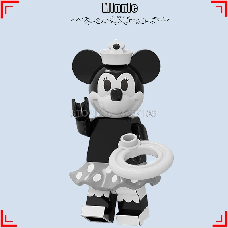 Minnie Милые Аниме фигурки Скрудж Микки Минни Луи Дьюи Дейзи Стич создатель игрушки строительные блоки История игрушек друзья для девочки - Цвет: Minnie