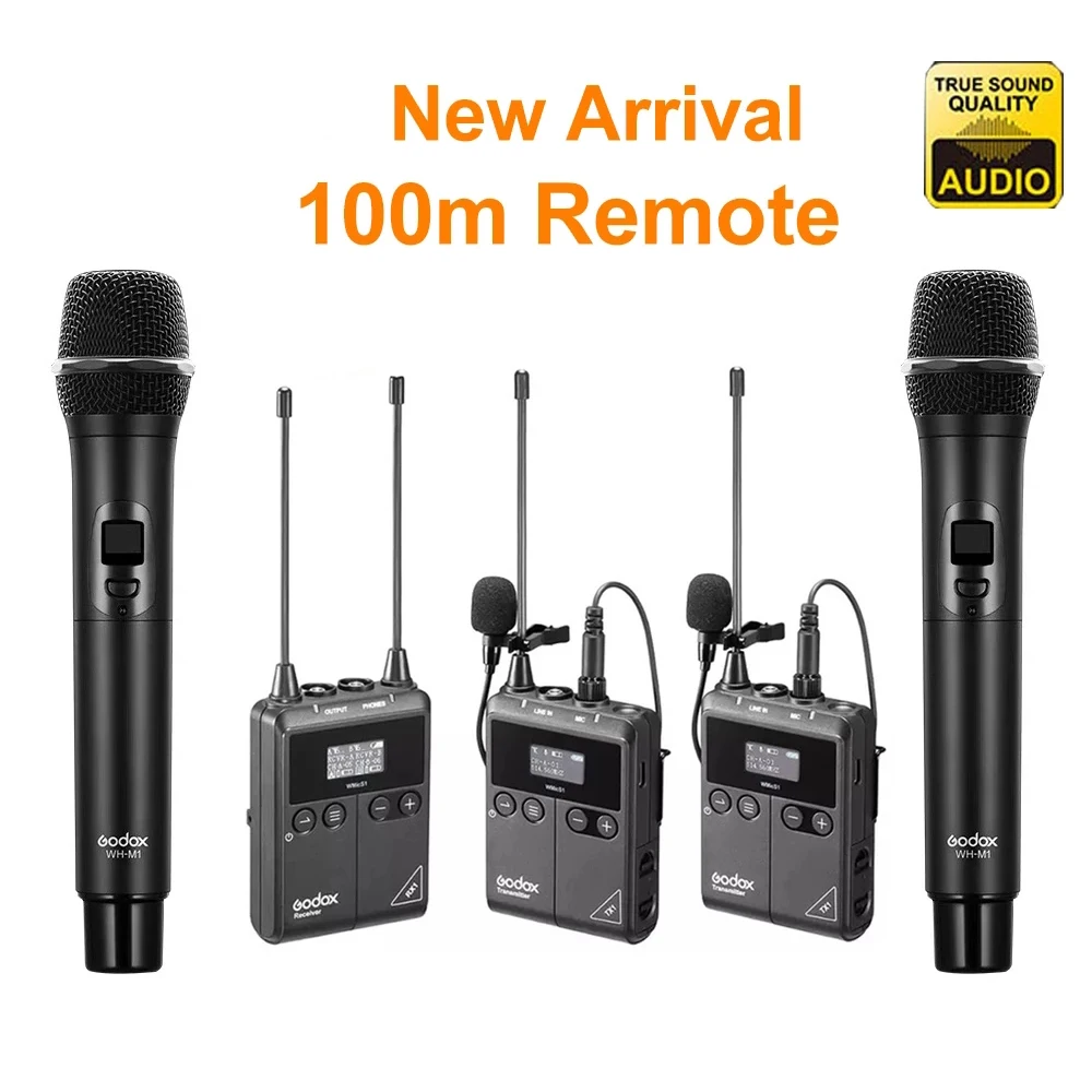 Godox WMicS1 Transmitter Receiver UHF Wireless Microphone Distance 100m for Sony Nikon Canon DSLR vs Comic Boya BY-WM8 Pro SYNCO |
