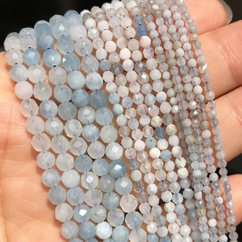 

Faceted Blue Aquamarines Stone Beads Natural Loose Gem Beads for Jewelry Making DIY Bracelet Earrings Accessories 15'' 2 3 4mm