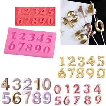 

0-9 DIY Number Silicone Mold Cake Fondant Chocolate Lace Lettered Decorating Lollipop Candy Mold Baking Tool Chocolate Mould
