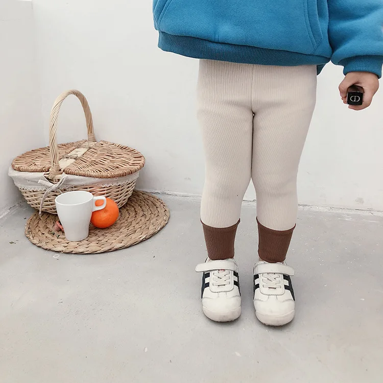 beige Новинка; зимние плотные теплые леггинсы для маленьких девочек; Разноцветные Детские костюмы в Корейском стиле; Детские обтягивающие штаны с бархатной подкладкой - Цвет: beige