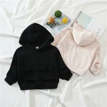 Sudaderas con capucha para niños y niñas, ropa con bolsillo frontal EY10233, moda de primavera y otoño, Color sólido, 2021