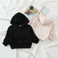 2021 primavera crianças hoodies moda meninos camisolas cor sólida menina roupa hoodies crianças menino outono roupas bolso frontal ey10233