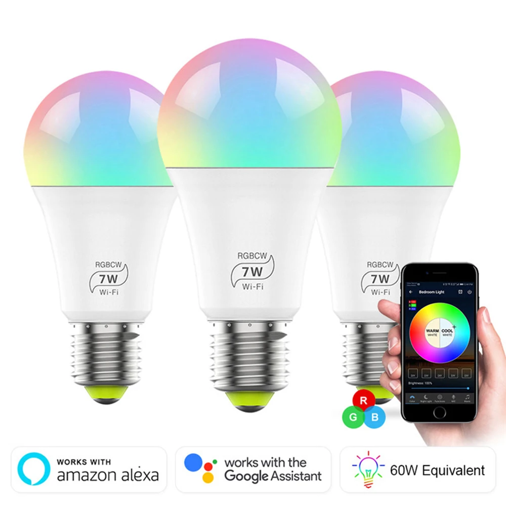 

E27 Smart WIFI Bulb Dimmable Light LED Bulb Wake-Up Lights Music Smart Bulb Compatible with Alexa and Google Assistant Dropship