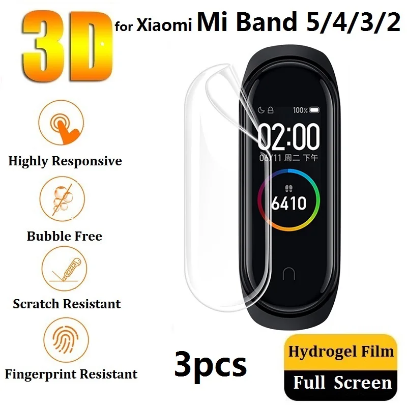 3d Защитная пленка для экрана Xiaomi Mi Band 5 4 3 2 (не стекло) Гидрогелевая | Электроника