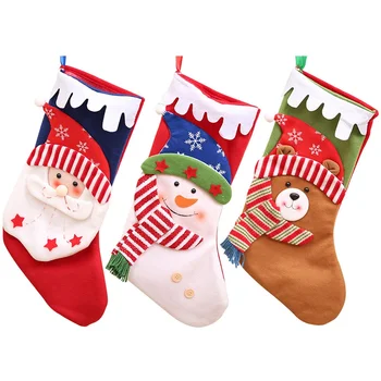 

New Year 2021 Decor Christmas Stockings Bags Three-dimensional Santa Claus Doll Christmas Sock Fireplace Decoration Natale 2020