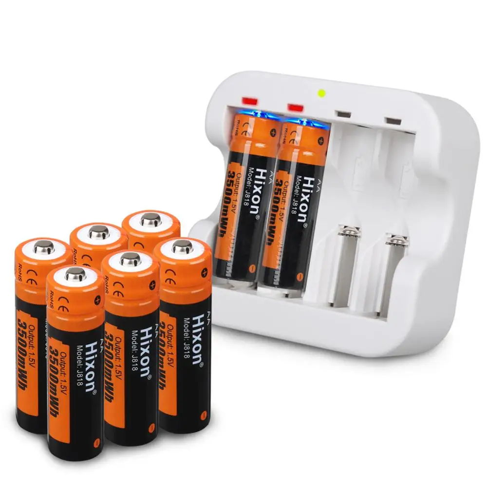 8pc 3500mWh 1.5V AA Lithium Rechargeable Battery 4 Slot Charger For Wireless Mouse Keyboard Alarm clock And Other Electronic