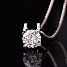 Круглый Кулон Муассанит D Цвет 0.5ct-2ct женское классическое ожерелье женское Чистое Серебро S925 цепочка ключицы хорошее ювелирное изделие