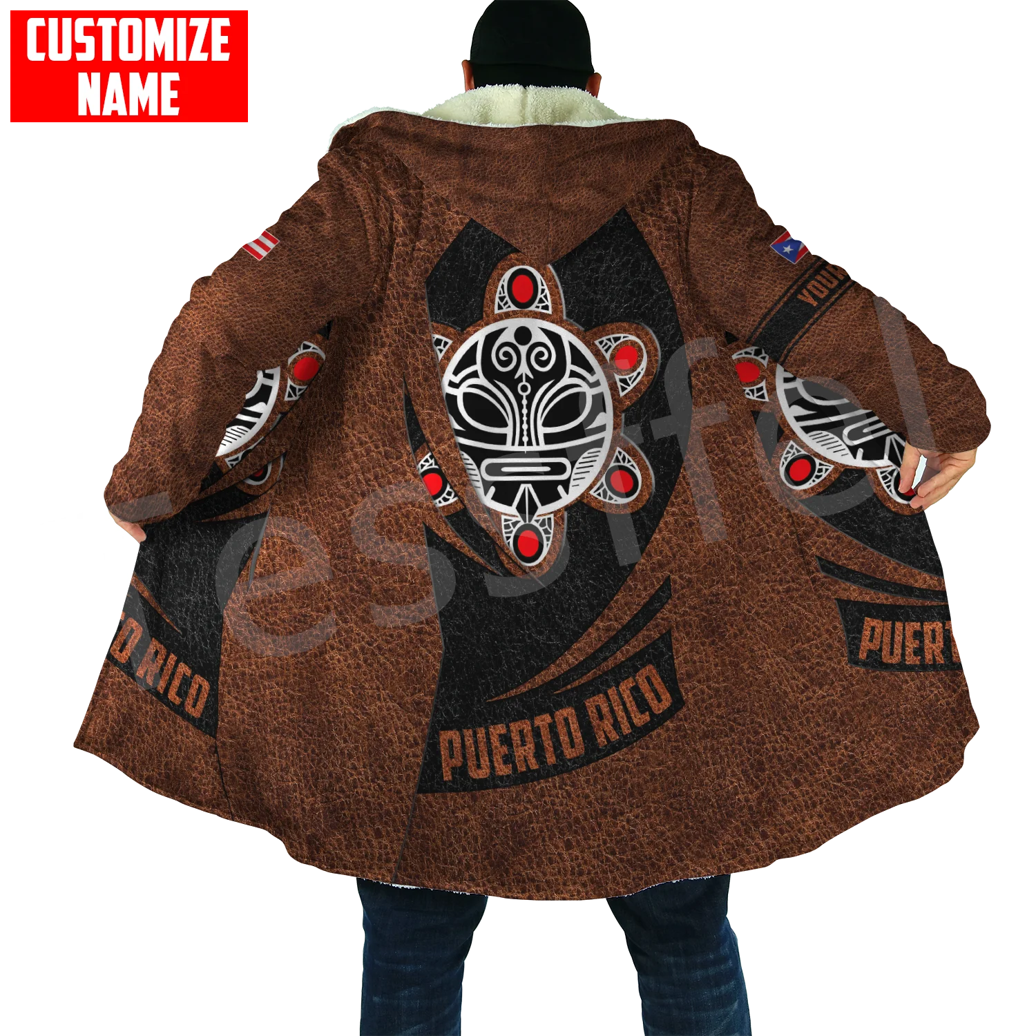 Tessffel Country Flag Puerto Rico Caribbean Sea Tattoo Harajuku Tracksuit 3DPrint Men/Women Winter Coat Hood Cloak Overcoat A1 mexico eagle rooster skull country custom name flag tattoo 3dprint men women windbreaker winter hood cloak fleece overcoat x2