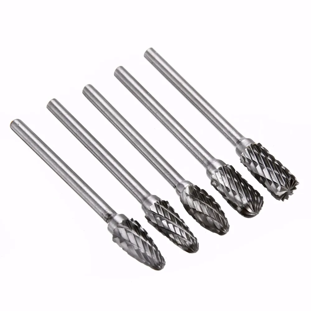 10Pcs 1/8" 3mm Shank Tungsten Carbide Burr Bits Rotary Cutter Files CNC Engraving Tool Set For Woodworking Rotary Tools