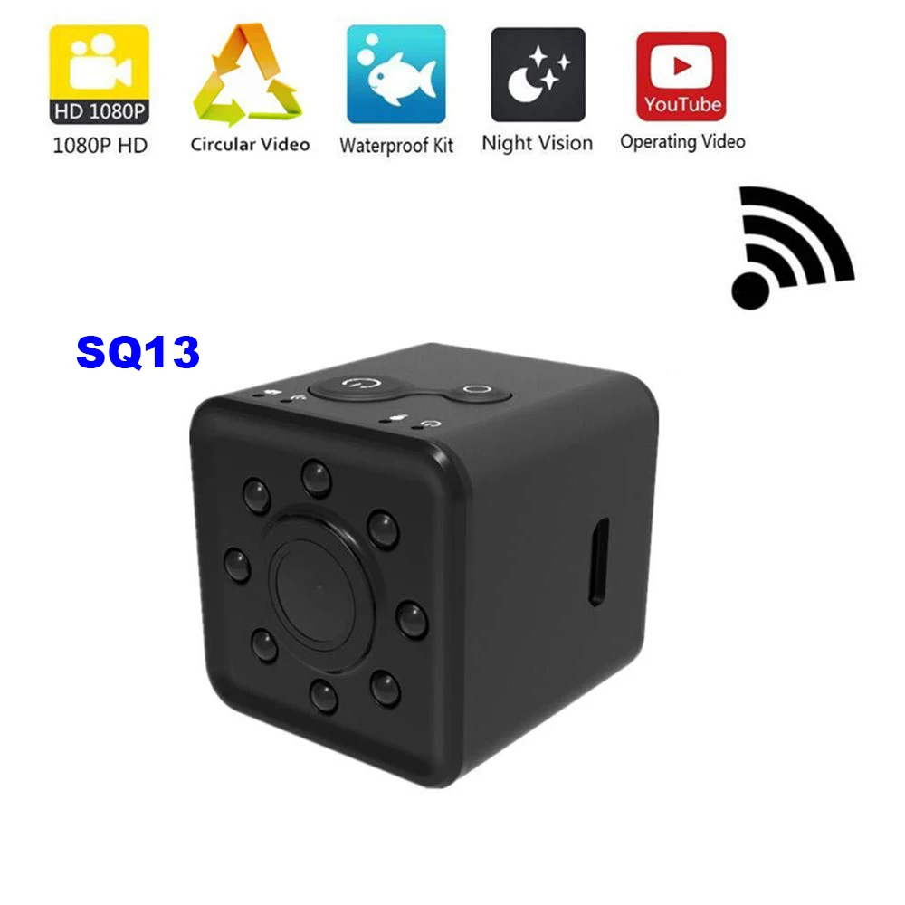 SQ11 SQ13 FULL HD 1080P мини-камера с разрешением Ночное видение Водонепроницаемый оболочки CMOS Сенсор Регистраторы видеокамера для Офис DVR - Color: SQ13 black