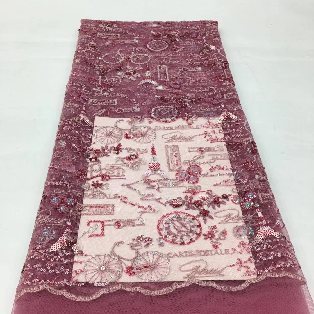 

French Tulle Lace Fabric High Quality Sequins Nigeria African Mesh Lace Fabric Soft Skin Sequins Lace Party XX4351