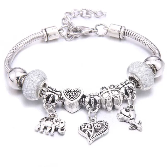 Antique Crown key lock Shape 6-colors crystal Charm Bracelets for Women Glass Beads Brand Bracelet & Bangle DIY Jewelry Gifts 23