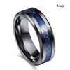 Carofeez-anillo de acero inoxidable con circón azul para hombre y mujer, sortija de boda, color negro, para el Día de San Valentín ► Foto 3/6
