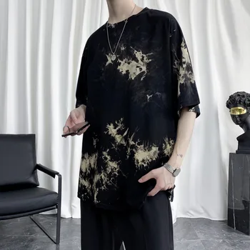 

Tie-dyed T Shirt Men's Fashion Printed Cotton Casual Short-sleeved T-shirt Men Streetwear Loose Hip-hop Camo Tshirt Mens Tops