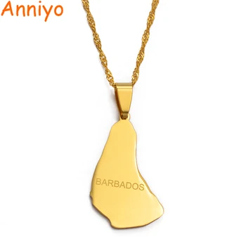 

Anniyo Gold Color Map of the Barbados Island Pendant Necklaces Fashion Maps Jewelry Gifts #013921