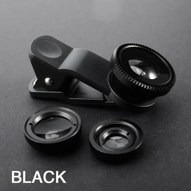 Portable 3 In1 Fish Eye Camera Mobile Phone Lens for Smartphone Wide Angle Fisheye Lens Clip Macro Telephone Android Accessoires 