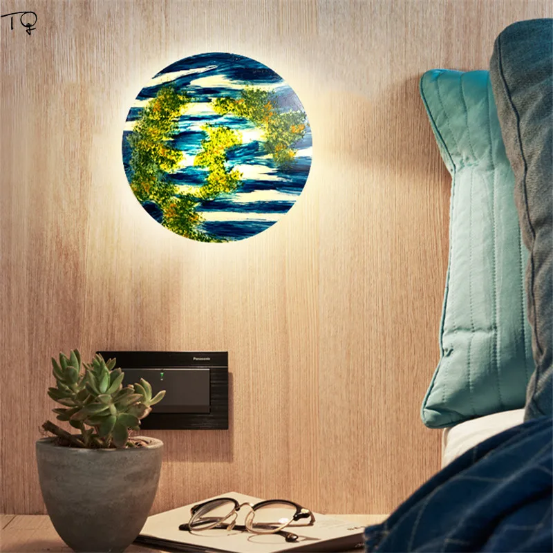 

Nordic Colorful Texture Lampshade Modern Led Sconce Wall Lights Starlight Lamp Design Living Room Dining Room Stairs Decor Salon