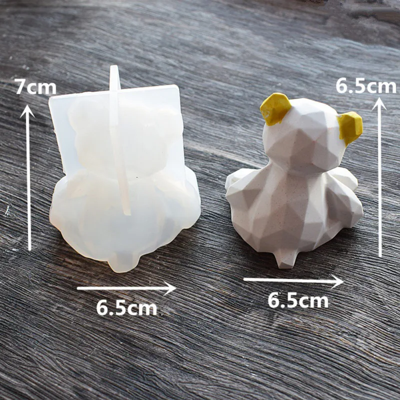 3D силиконовая форма «Медведь» DIY Геометрическая стерео медведь формовое зеркало силиконовая декоративная форма орнамент из эпоксидной смолы - Цвет: A