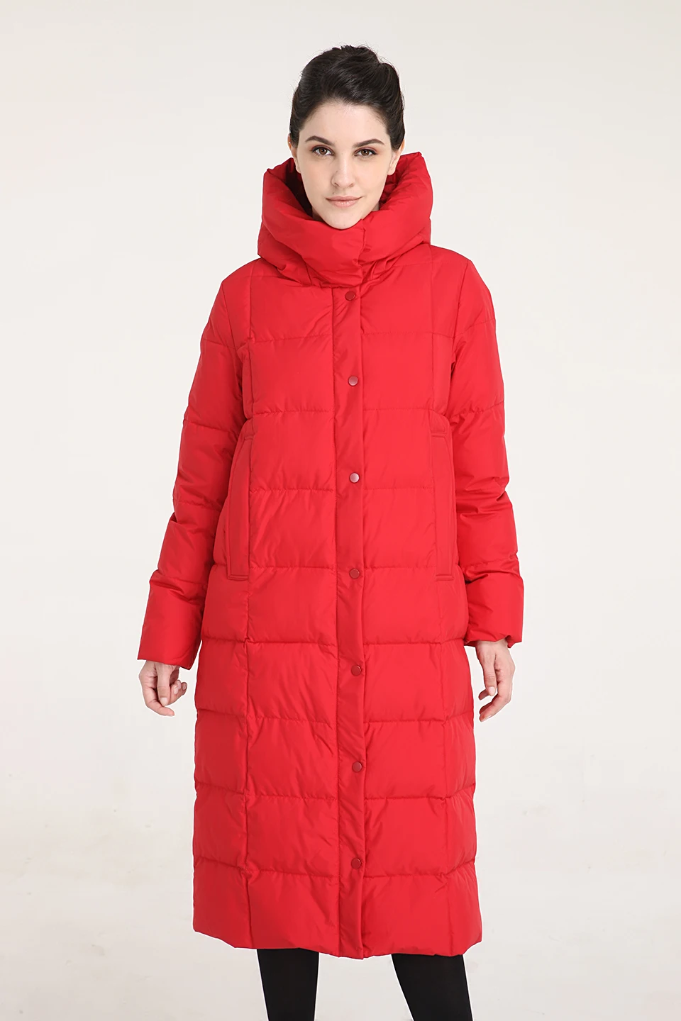 BURELLA женское свободное одноцветное пальто с капюшоном, длинное хлопковое пальто, зимнее уличное повседневное однобортное пальто с длинными рукавами, хлопковая куртка VN-252MW