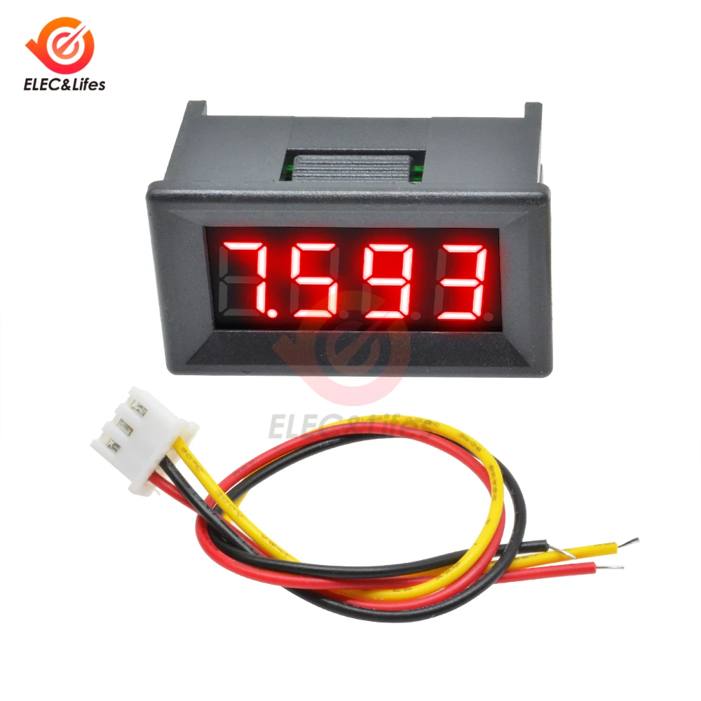 0,36 дюймов Мини цифровой вольтметр постоянного тока 0-100 V 3 провода 4 бит высокоточный, напряжения метр Панель тестер для вольтметр Для электромобиля или мотоцикла автомобиля