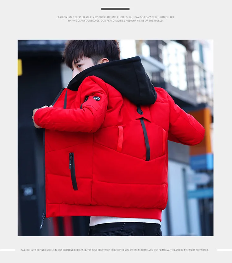 Зимняя одежда с хлопковой подкладкой и капюшоном для подростков, стиль толстое Трендовое свободное хлопковое пальто в Корейском стиле Мужское пальто хлопковая подкладка для студентов