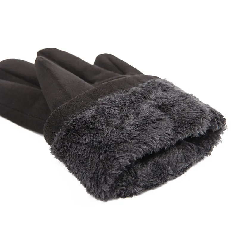 Cycling Gloves Warm Gloves Full Finger Gloves New Winter Men Sports Plus Plush Thick Warm Cashmere Cycling Riding Mittens Elastic Suede Leather Touch Screen Driving Glove C62
