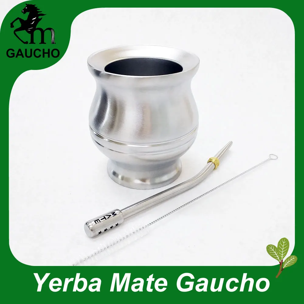 

1 Set/Lot Yerba Mate Gourds Stainless Steel Double Wall Heat Insulation With Yerba Mate Straw And Cleaning Brush