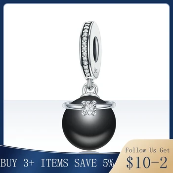 

Pandach 100% 925 Sterling Silver 2 Colors Elegant Imitation Pearl & Clear CZ Pendant Charm fit Charm Bracelet Jewelry CMC572