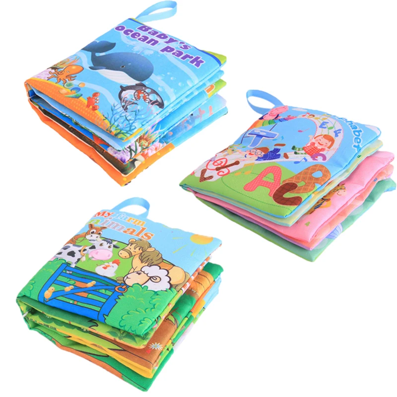 

Baby Books Cartoon Design Soft Fabric Cloth Book Toddlers early Learning Cognitive Reading Words Ring Paper Quiet book Baby Toy