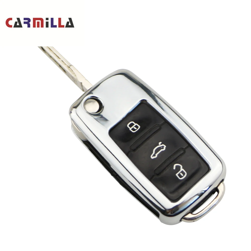 Чехол для автомобильного ключа из ТПУ чехол VW Golf 5 6 Skoda Yeti Superb SEAT Leon Ibiza 2 3 кнопки с