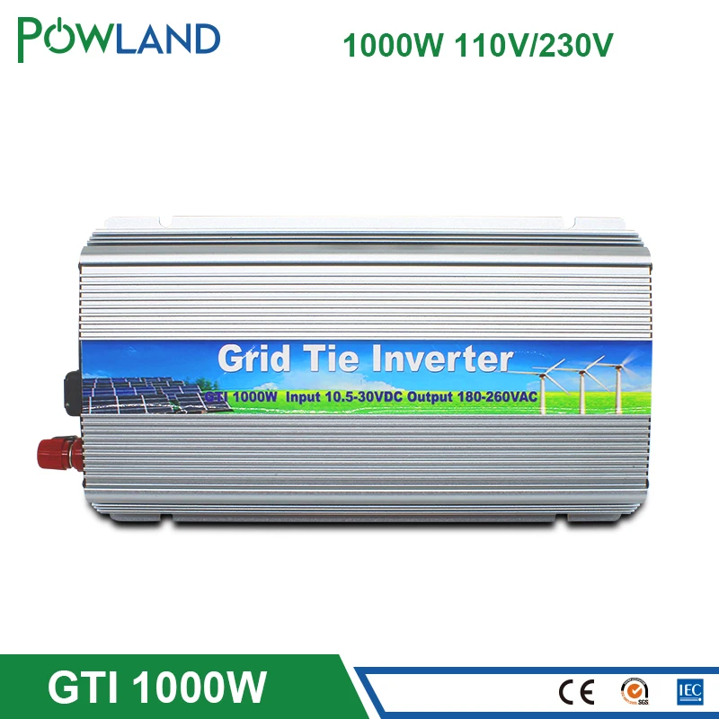 Сетевой инвертор 1000 Вт vmp30V солнечная панель 22-50VDC до 90-260VAC чистая Синусоидальная