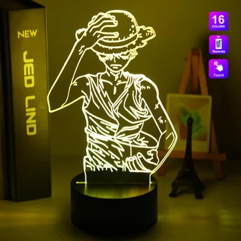 

Monkey D Luffy Anime Night Lamp Touch Color Changing Atmosphere Night Light Christmas Gift for Kids Adult Home Decoration