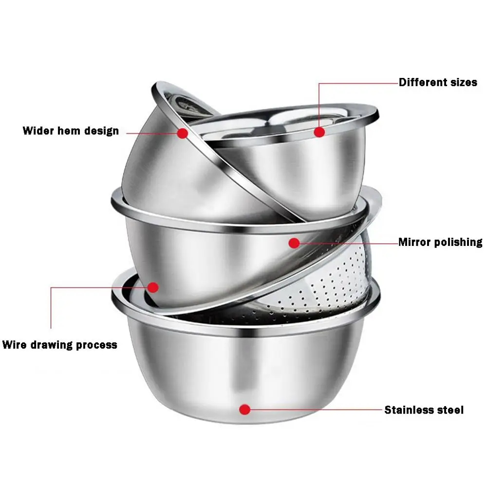 5 шт. чаша из нержавеющей стали для кухни, для выпечки яиц, раковина-чаша, многофункциональная серия кухонных инструментов для хранения пищи# 15F