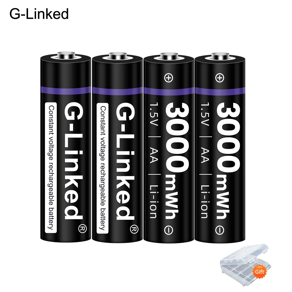 Batería recargable AA de iones de litio para juguetes, linterna de cámara, 1,5 v, 3000mwh, AA, 2A, novedad de 100%